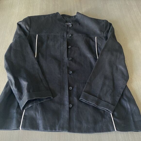 Ellen Tracy Company Women’s Black Linen Jacket Blazer Size 14 - Picture 6 of 16